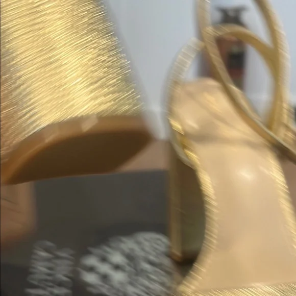Vince Camuto Gold Metallic Heels with Ankle Strap - Picture 11 of 14